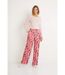 Pantalon large taille élastiquée feuillage-4