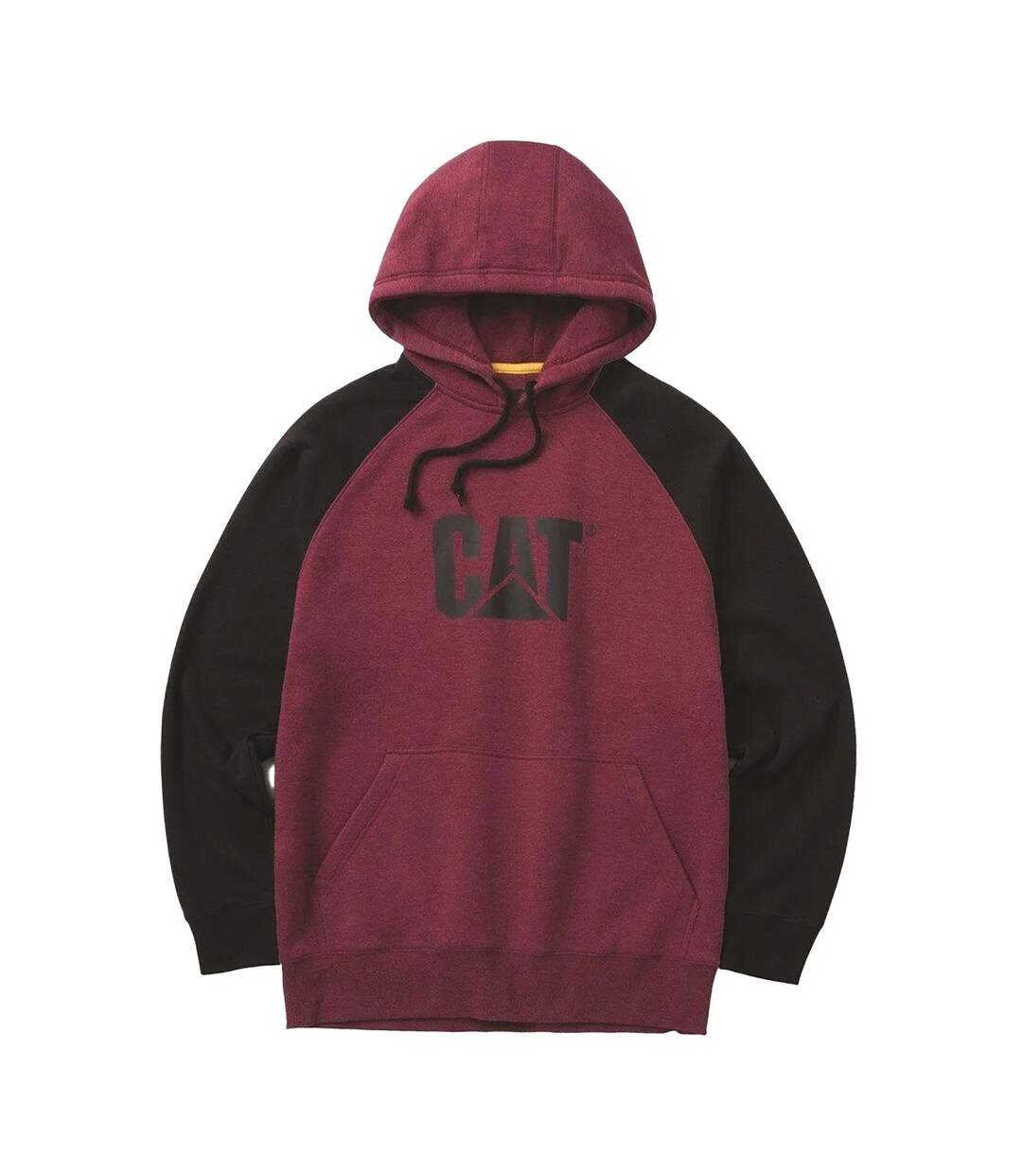 Mens Hooded Raglan Sweatshirt Carmenere Heather Black CAT Lifestyle-1