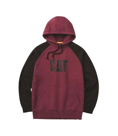 Mens Hooded Raglan Sweatshirt Carmenere Heather Black CAT Lifestyle