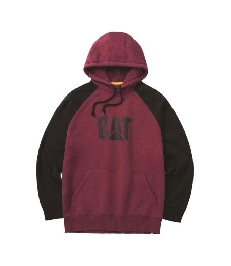 Mens Hooded Raglan Sweatshirt Carmenere Heather Black CAT Lifestyle