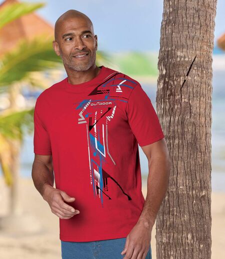 Pack of 4 Men's  Sporty T-Shirts - Blue Black Red White 