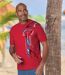 Pack of 4 Men's  Sporty T-Shirts - Blue Black Red White-2