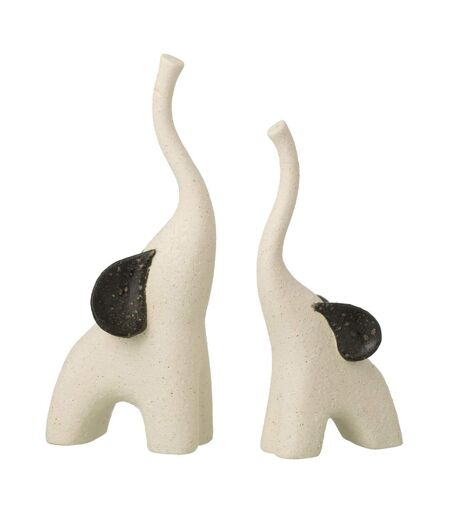 Lot de 2 Éléphants en Grès Zane 30cm Blanc Cassé