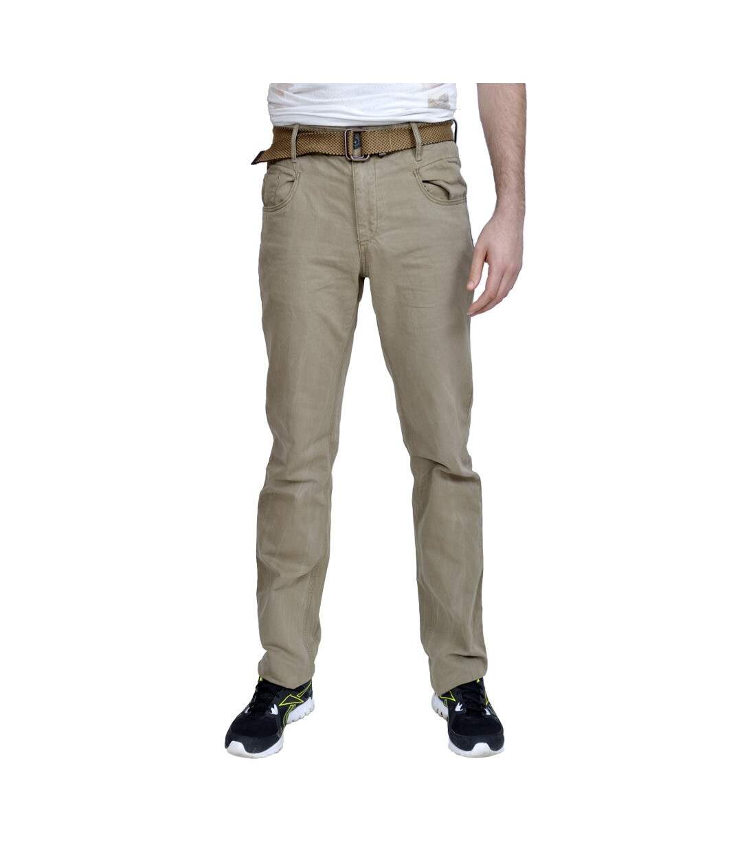 Pantalon homme chino coupe  straight fit  de couleur vert-1