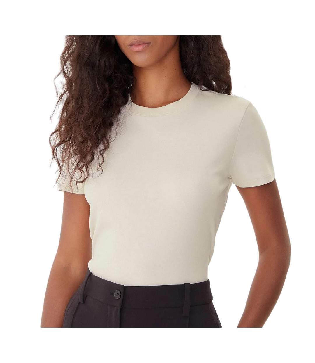 T-Shirt beige femme calvin klein jeans supima-1