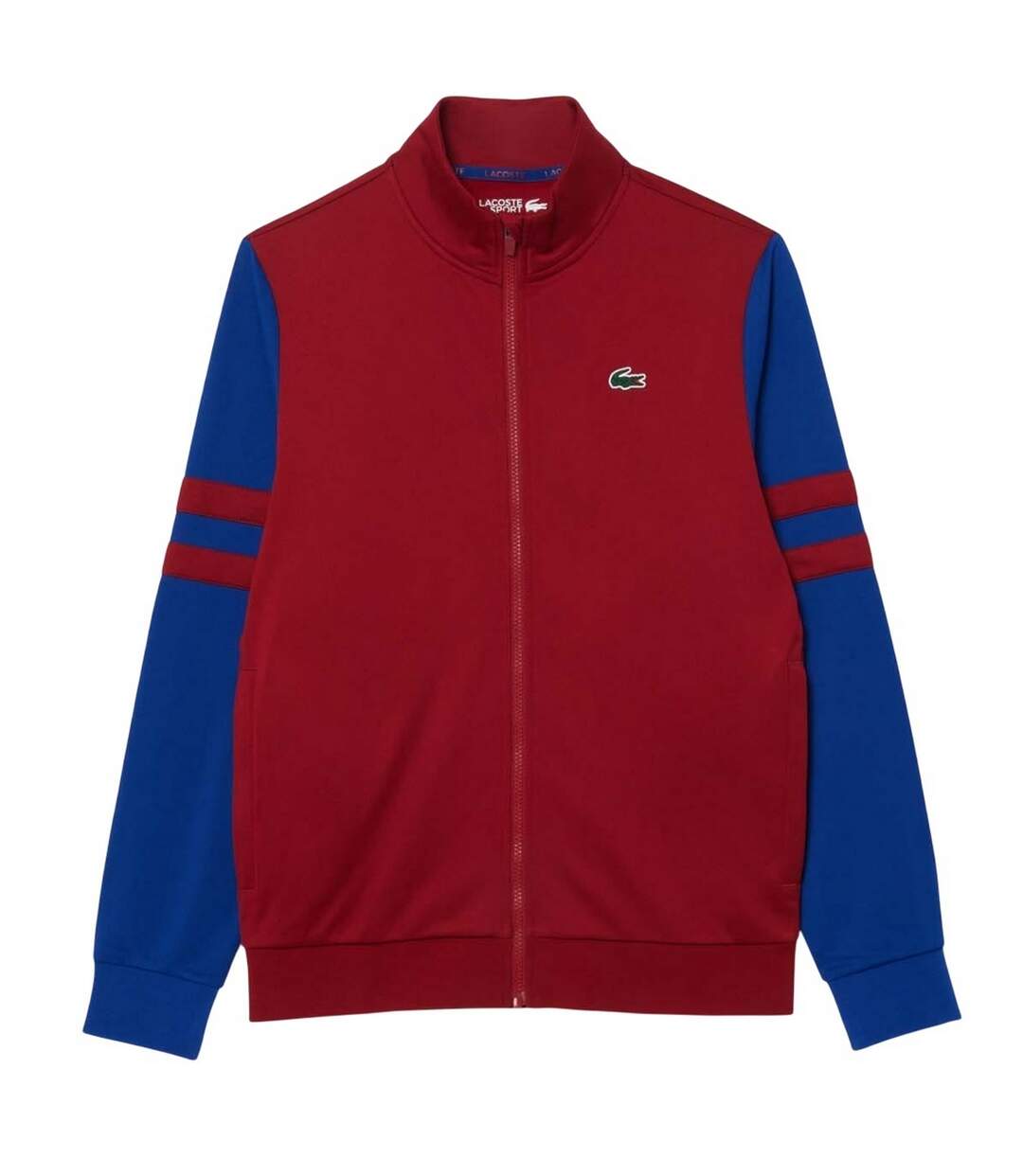 Mens Zip Interlock Stretch Track Jacket Red Lacoste-2