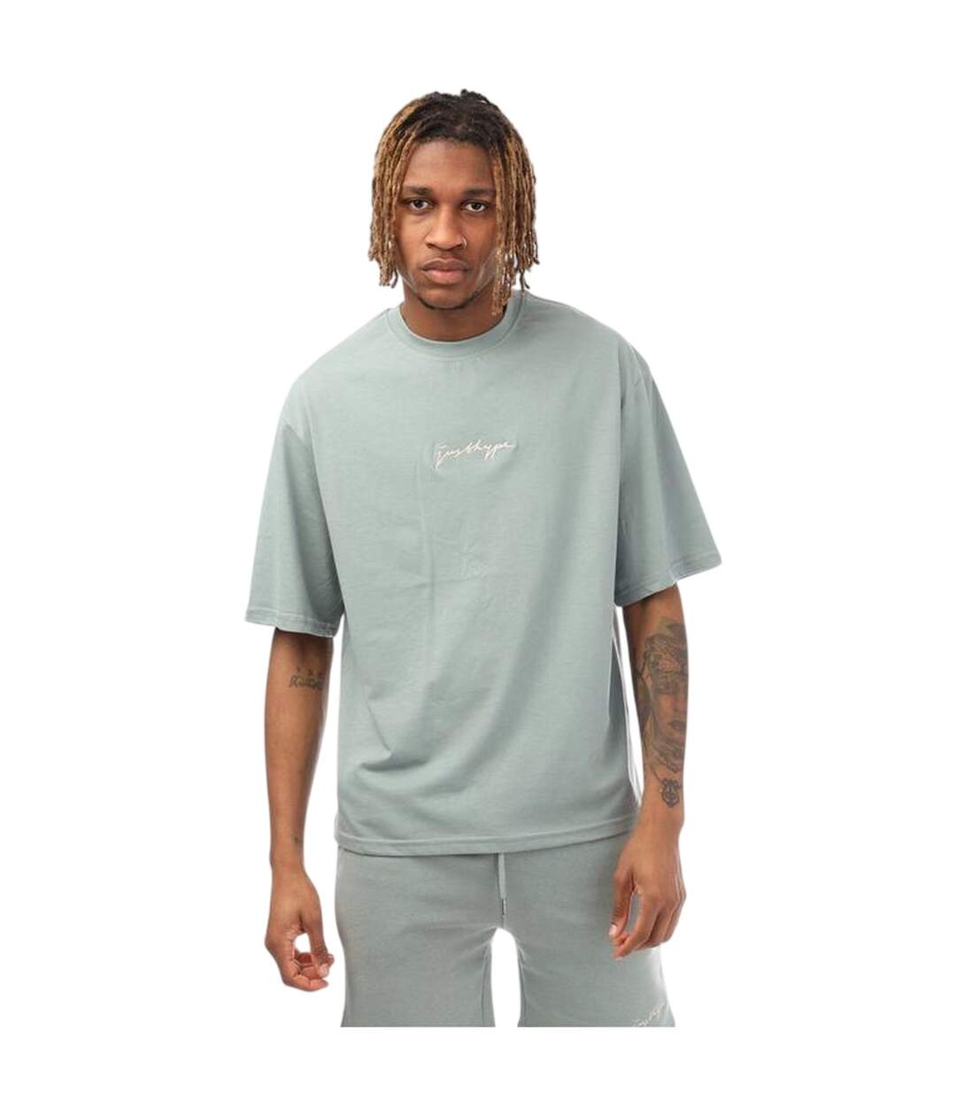 Mens Signature Logo Oversized T-shirt Moss Hype-2