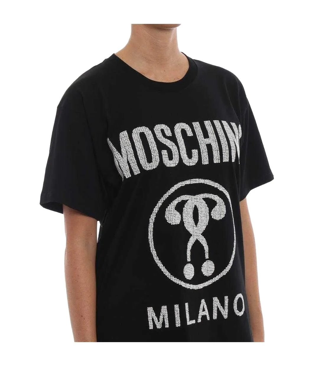 Mens Question Mark Logo T-shirt Black Moschino-4