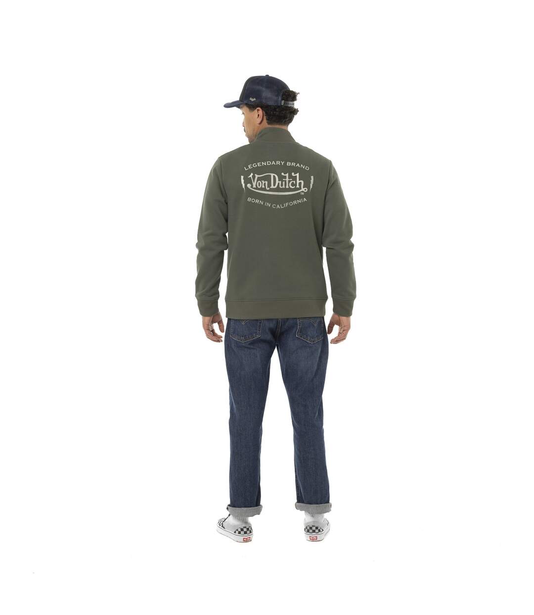 Sweat homme col montant en molleton avec print devant & dos Vondutch-5