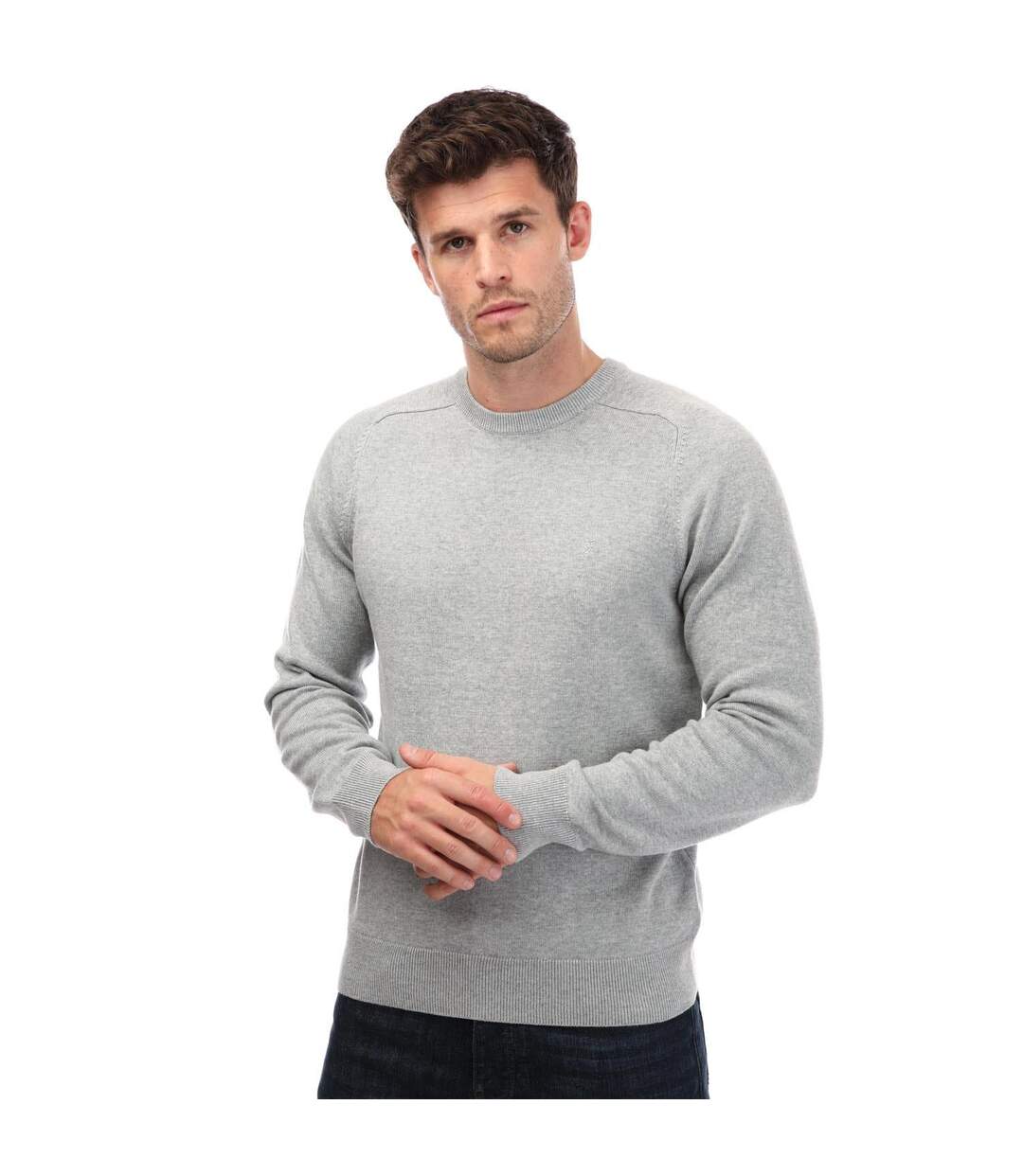 Mens Stern Crew Neck Sweatshirt Grey Farah-1