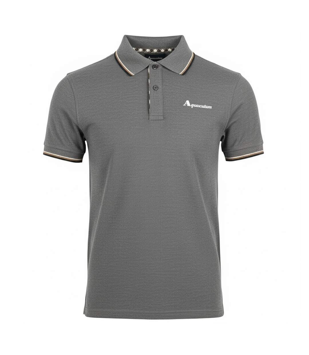 Mens Tipped Polo Shirt Grey Aquascutum-1