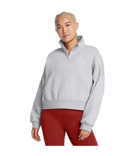 Womens/ladies Icon Icon Half Zip Oversized Fleece Top Grey Under Armour