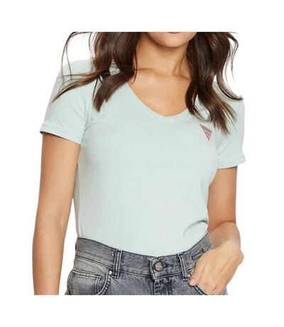 T-shirt turquoise femme guess mini triangle - l