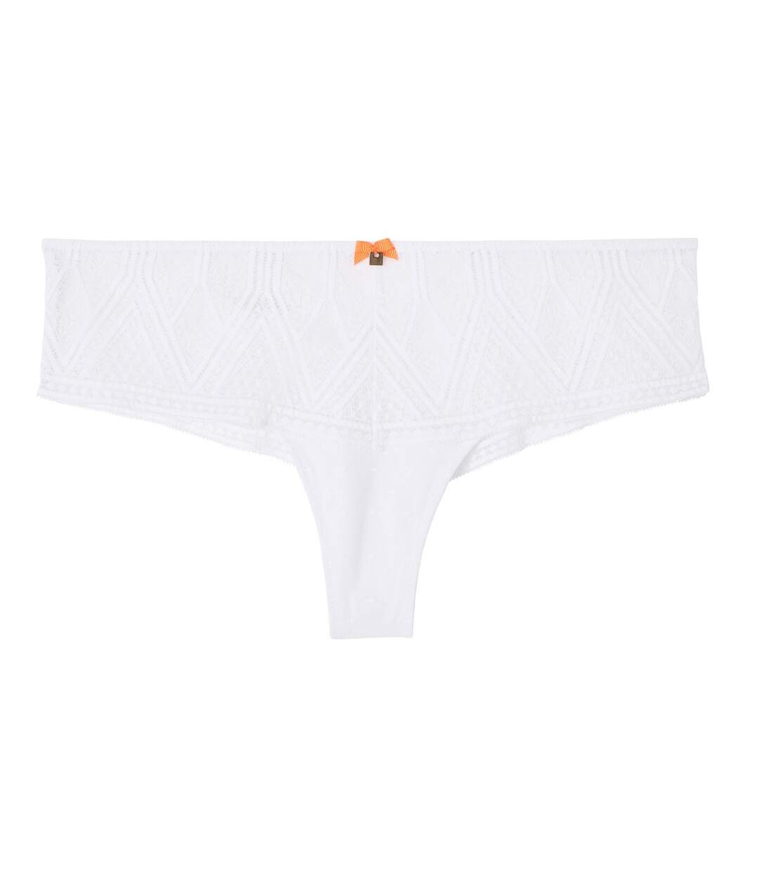 Shorty tanga en dentelle recyclée blanche Lima-1