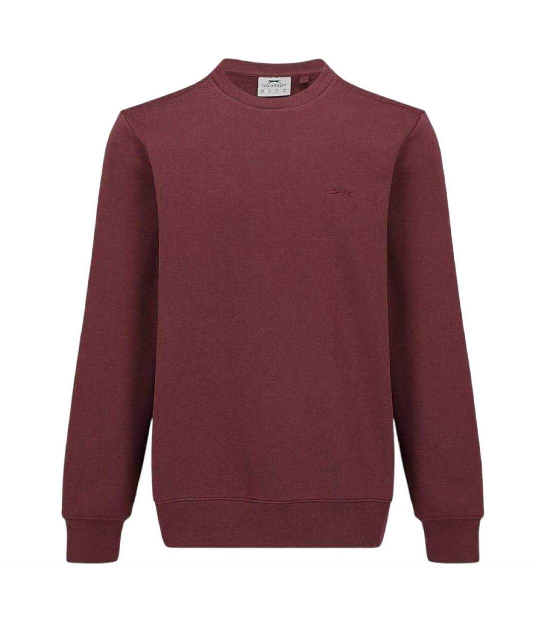 Mens Fleece Crew Neck Sweatshirt Burgundy Slazenger-1