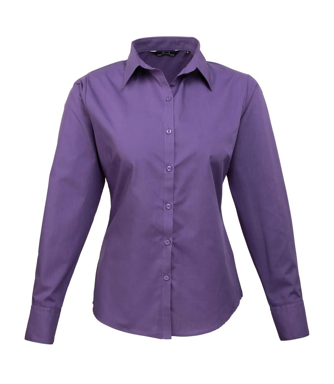 Womens/ladies Poplin Long-sleeved Blouse Purple Premier-1
