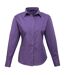 Womens/ladies Poplin Long-sleeved Blouse Purple Premier-1