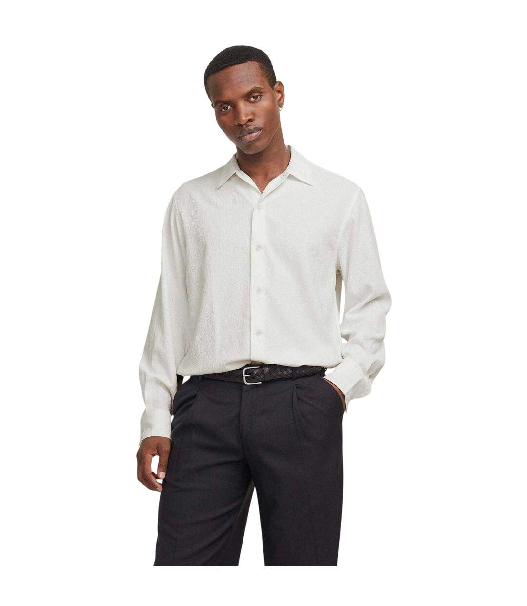 Mens Jacquard Shirt White Jack And Jones-1