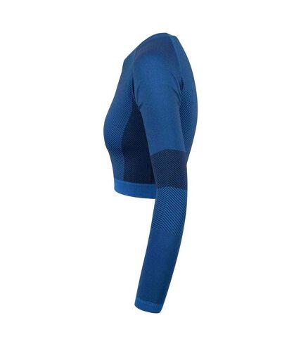 Tombo Womens/Ladies Seamless Panelled Long Sleeve Crop Top (Bright Blue/Navy) - UTRW7496