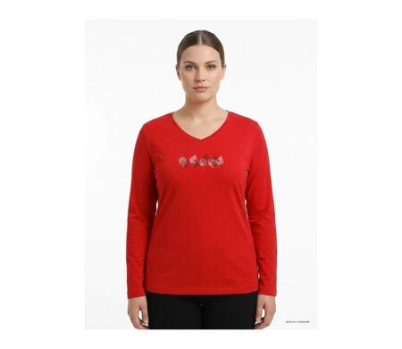 Mayflower NERUDA1GT : Tee-shirt manches longues grande taille rouge en coton