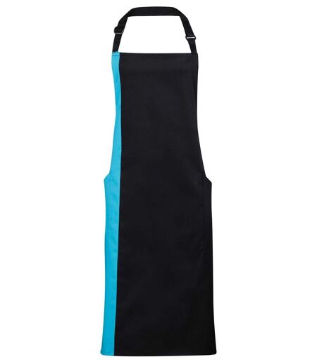 Tablier bicolore à bavette - PR162 - noir et turquoise