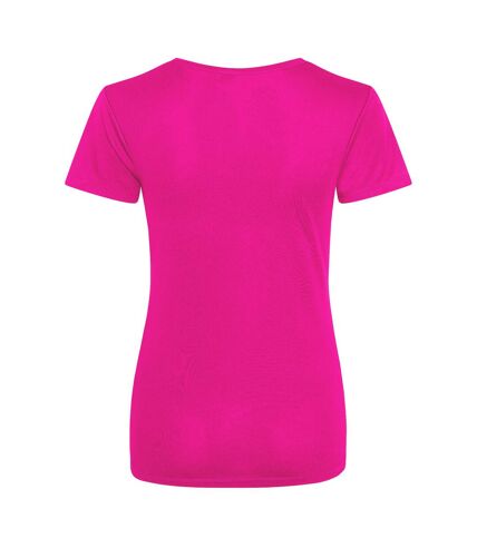 Just Cool Womens/Ladies Sports Plain T-Shirt (Hyper Pink) - UTPC2129