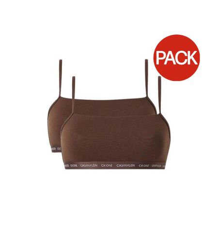 Brassières De Sport Motif/style Logo Répété Spruce Femme Marron Foncé Calvin Klein