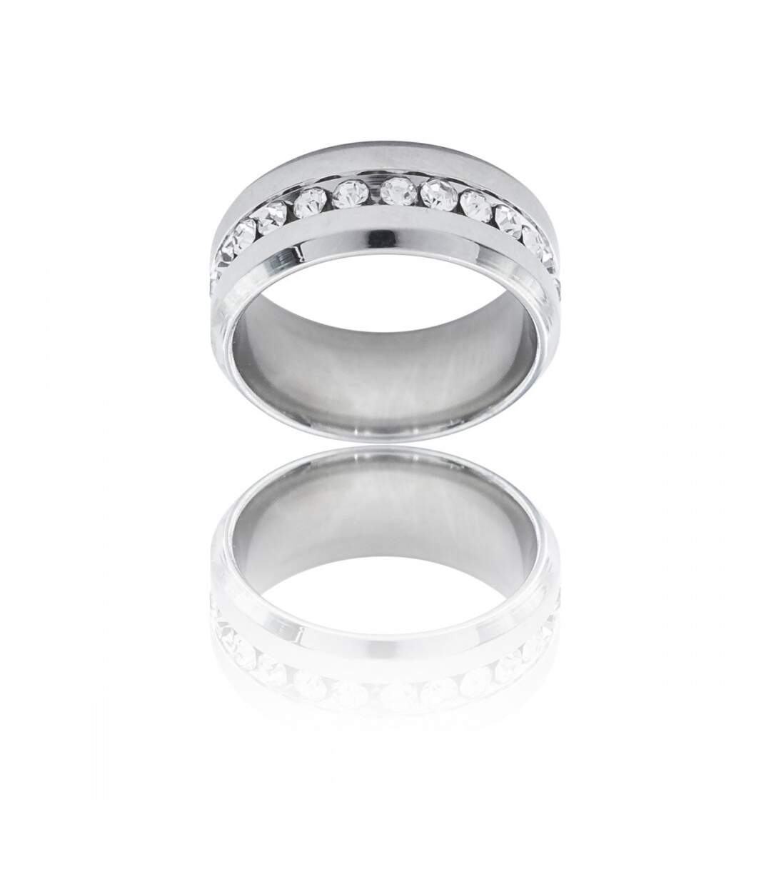 Magnifique Bague Femme Acier Ornée Strass-1