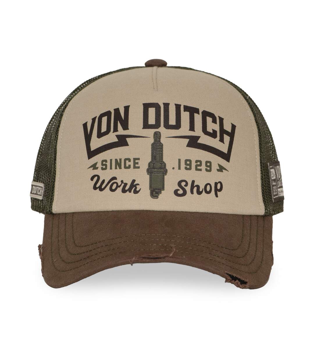 Casquette trucker filet effet usé avec print Crew Work Shop Vondutch-2