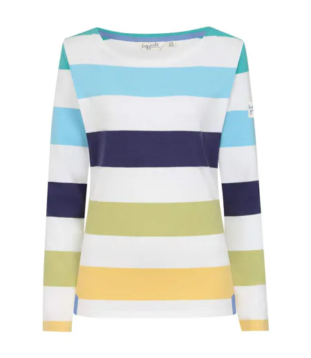 Haut Manches Longues Motif/style Blocs De Couleurs En Rayures Brenton Femme Vert Lazy Jacks