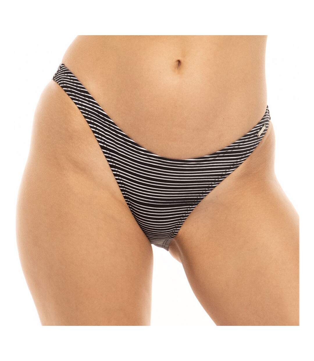 Bas de Bikini Noir/Rayures Femme Sun Project Brésilien-1