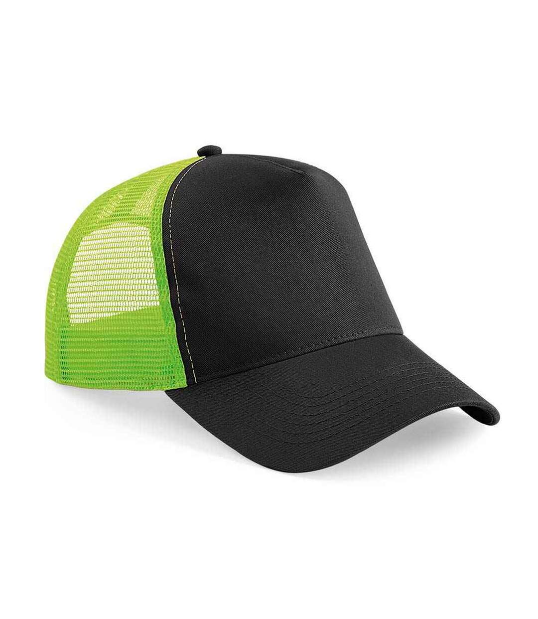 Casquette Trucker Adulte Noir Vert Citron Beechfield-1