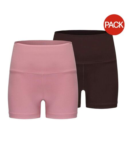 Lot De 2  Shorts Yoga Femme Rose Marron Slazenger