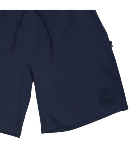 Mens Fleece Embroidered Logo Shorts Navy Aquascutum