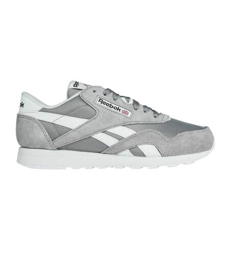 Mens Nylon Suede Panel Trainers Grey White Reebok