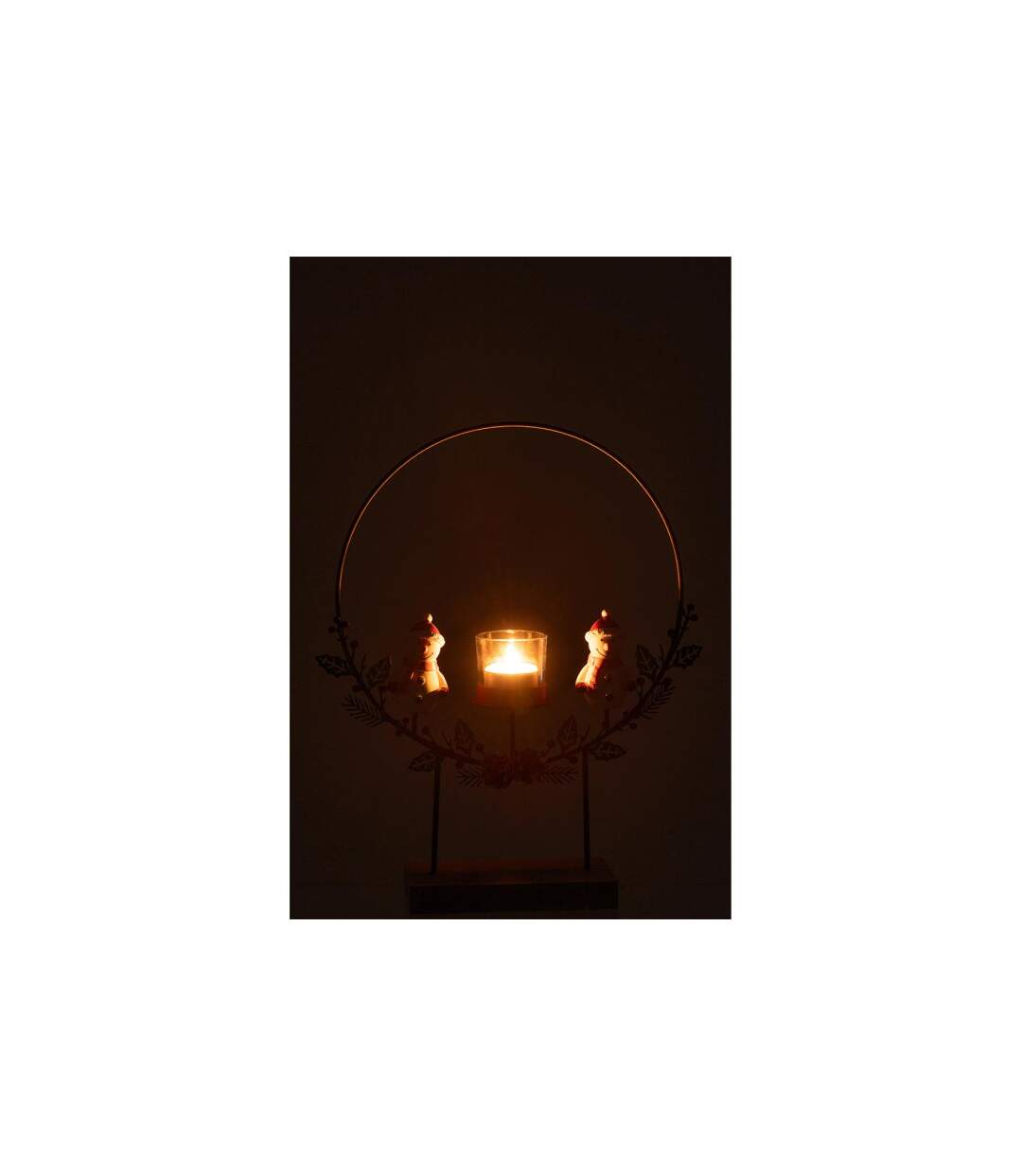 Photophore Cercle Bonhommes de Neige 28cm Multicolore-3