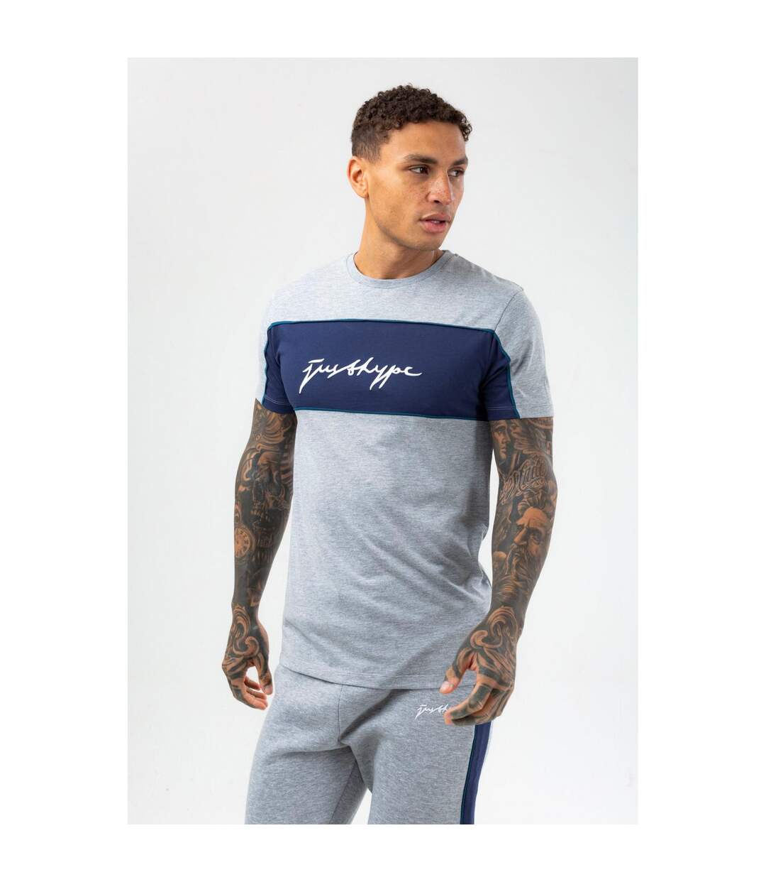 Hype Mens Scribble T-Shirt (Gray/Navy Blue)