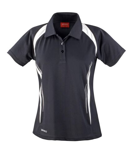 Spiro Womens/Ladies Sports Team Spirit Performance Polo Shirt (Black/White)