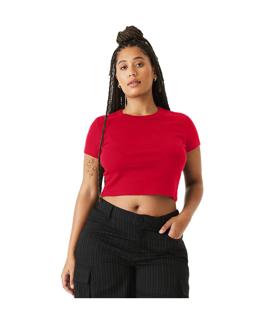 Haut court baby femme rouge uni mélange Bella + Canvas-3