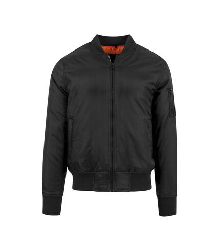 Build Your Brand Mens Contrast Bomber Jacket (Black)