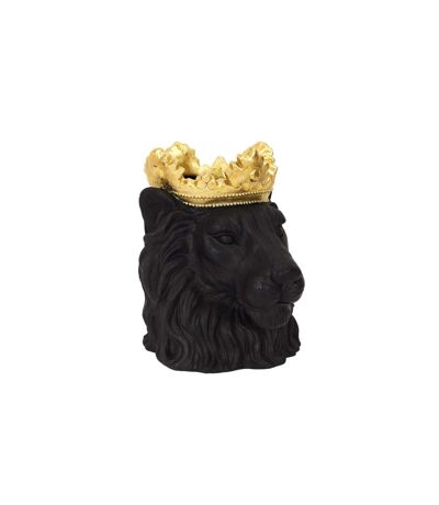Cache-Pot Design Lion Couronne 39cm Noir