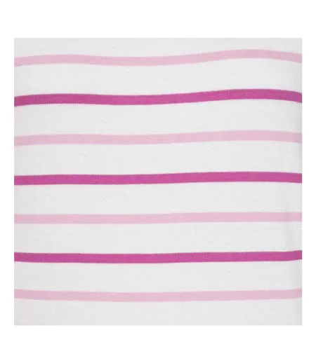Womens/ladies Breton Colour Stripe Long-sleeved T-shirt Pink Lazy Jacks