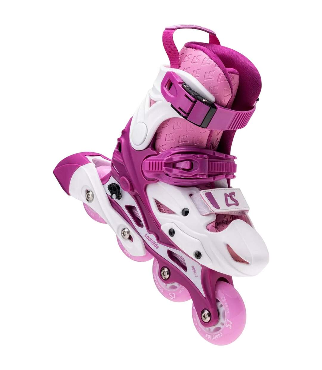 Patins À Roulettes Alignées Actionel Enfant 20 Fr Blanc Rose Coolslide-1