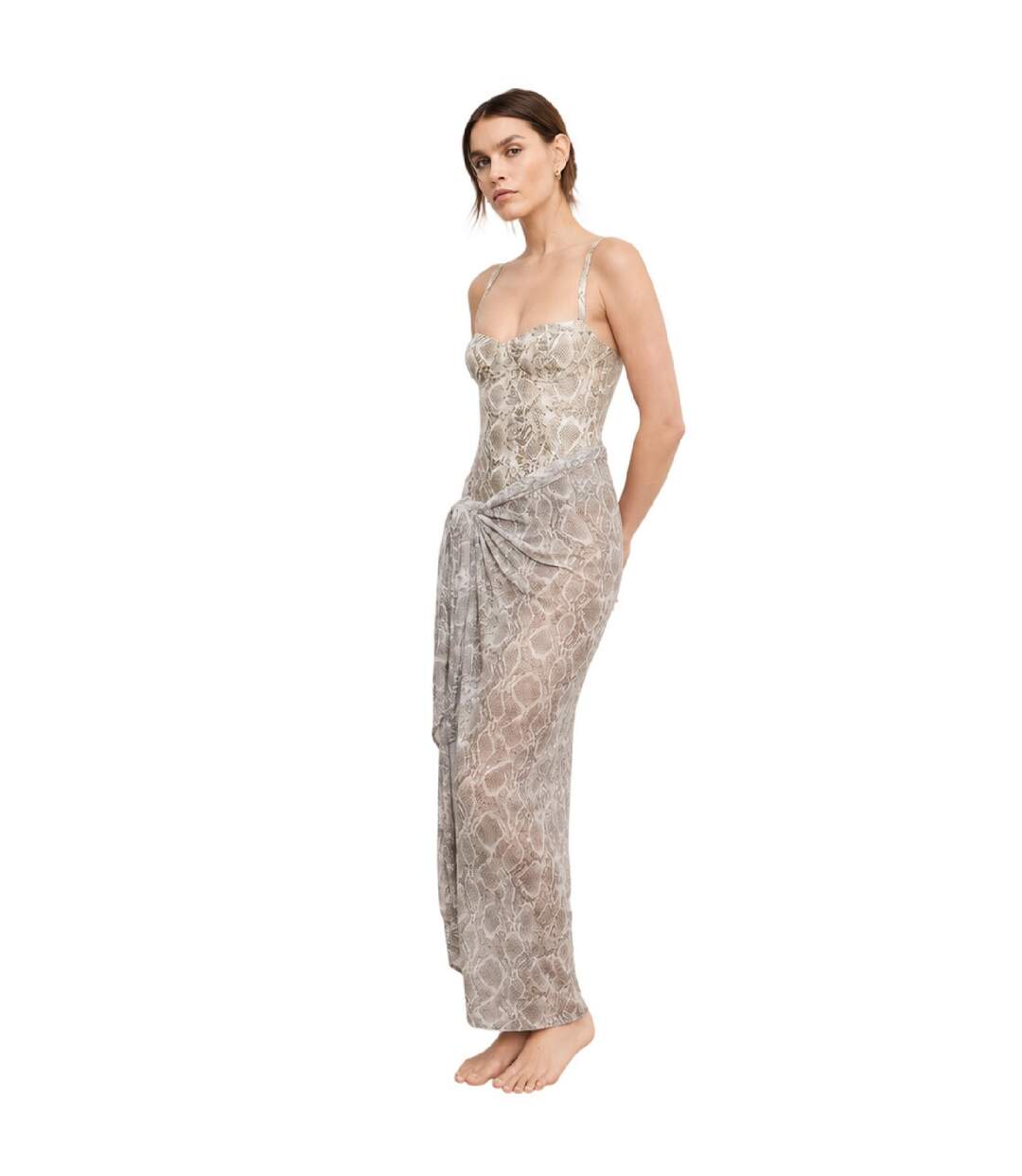 Paréo Motif/style Imprimé Serpent Femme Blanc Cassé Good American-3