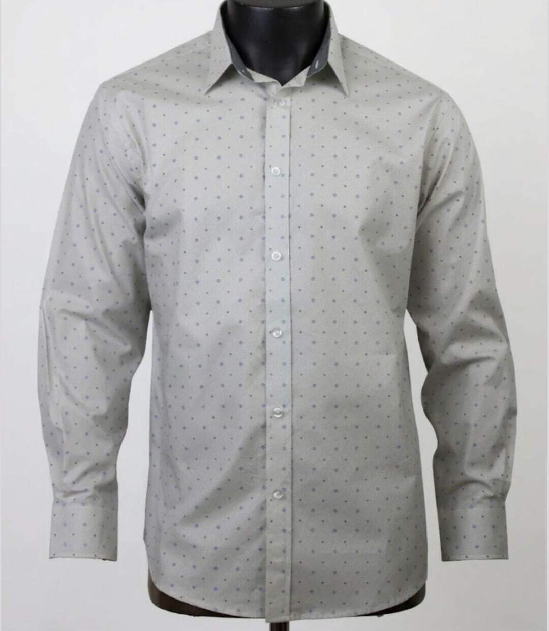 CHALLENGER CH4004 IMPRIME — Chemise à carreaux manches longues gris et bleu : coupe confort en pur coton-3