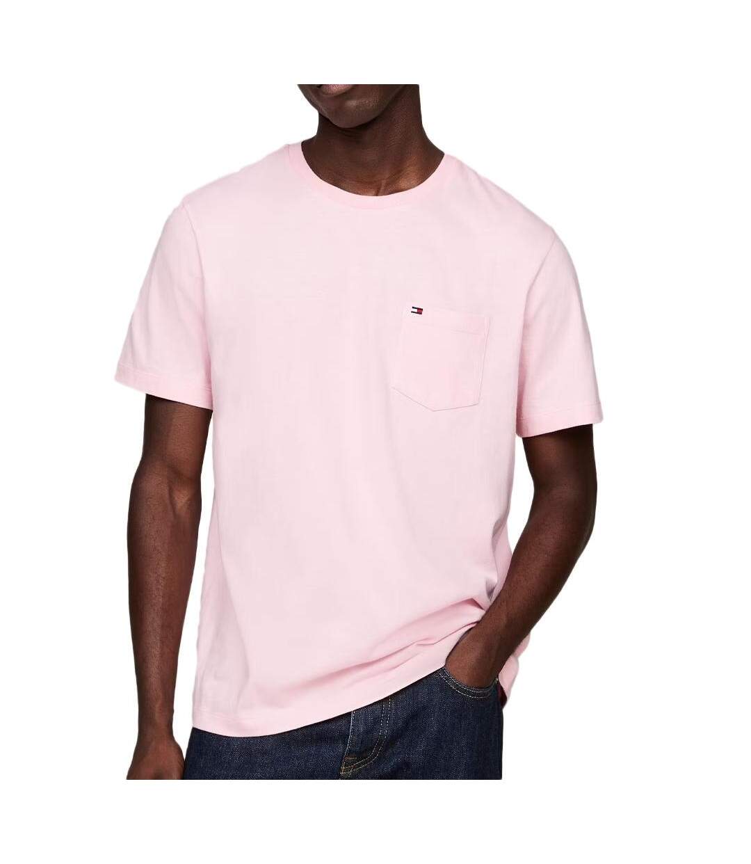 T-shirt rose homme tommy hilfiger essential solid pock - l-1