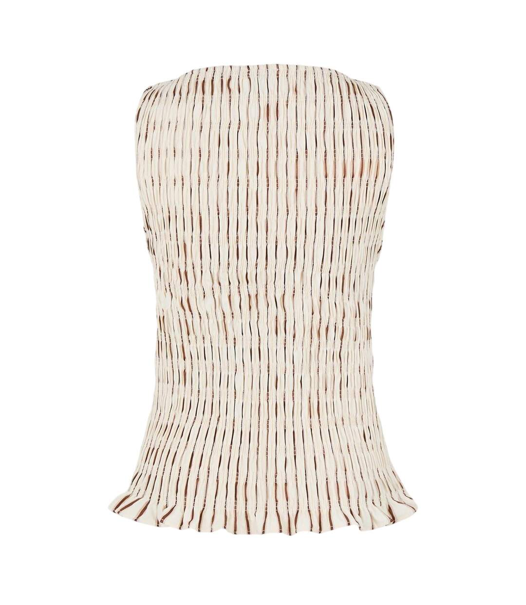 Haut À Smocks Motif/style À Rayures Sonya Femme Beige AmyLynn-3