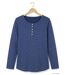 MAYFLOWER NOBEL3 : Tee-shirt manches longues bleu imprimé avec col rond boutonné-2