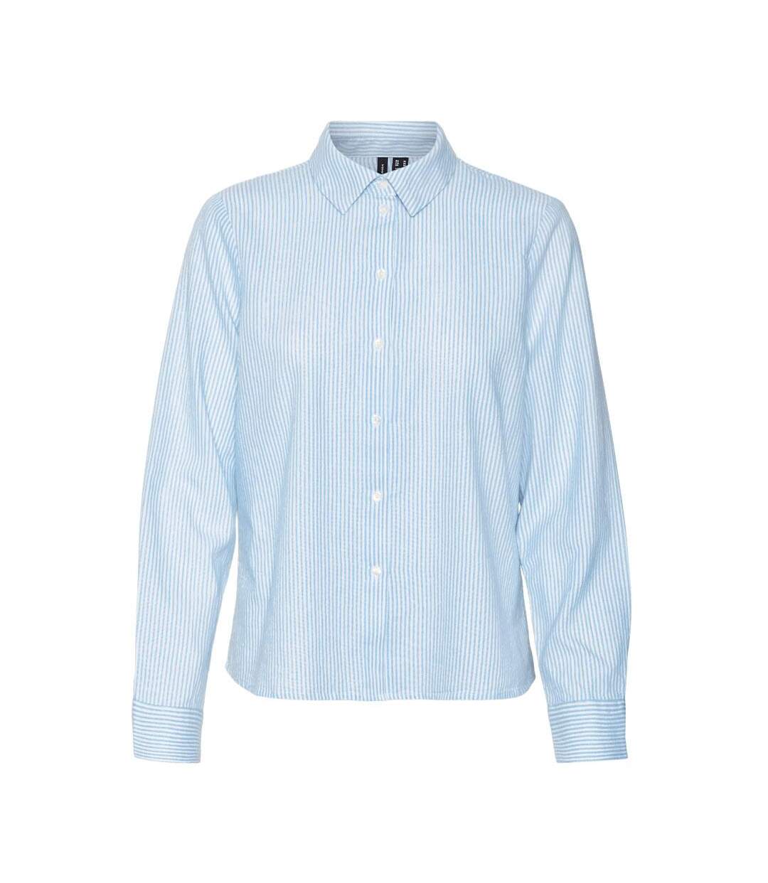 Chemise bleu/blanche à rayures femme vero moda ani oxford-2