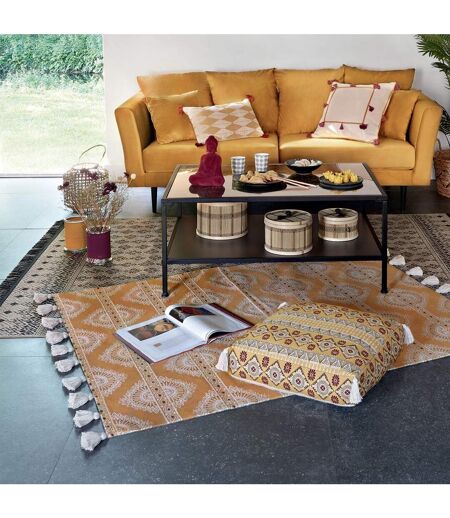 Tapis Déco à Pompons Namaste 120x170cm Ocre